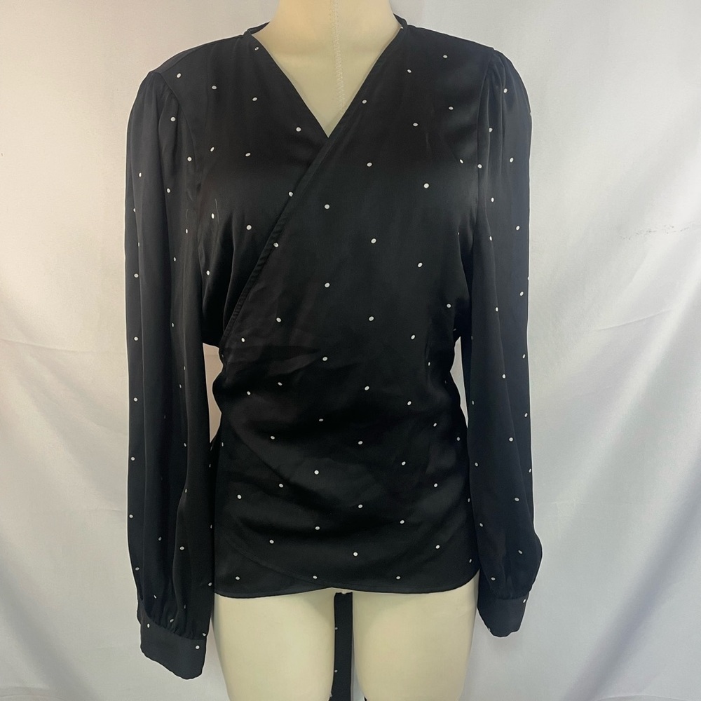 Stella and Dot You Do You polkadot wraps blouse. Very flattering and pretty.